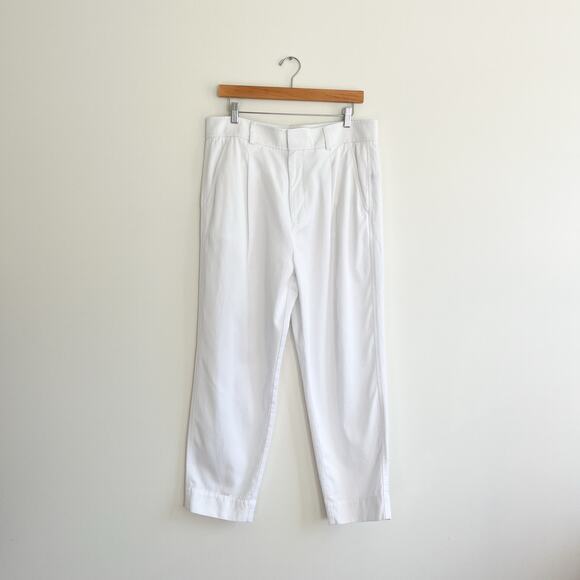 Everlane NWOT The Tencel Way-High Taper Pant Pleated White Trousers, Size 14 - Picture 2 of 11
